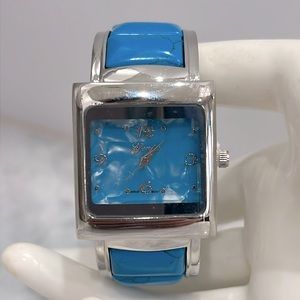 GENOA Blue Howlite Silver Japanese Movement Bangle Watch